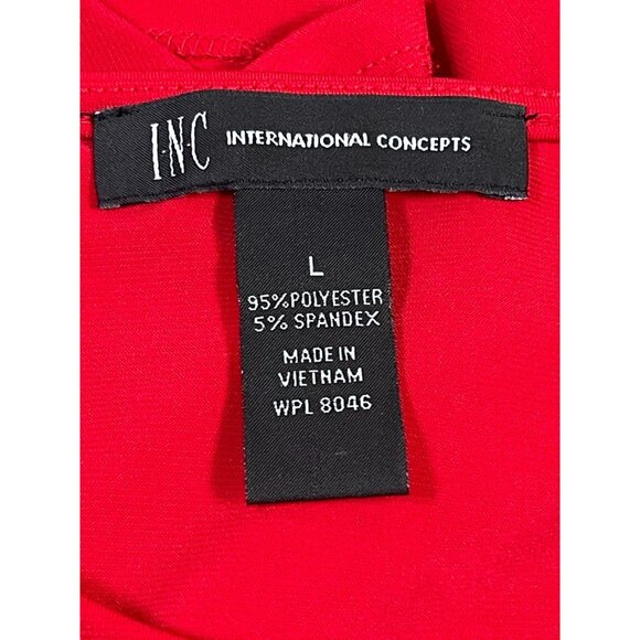 INC International Concepts Red Knot-Front Top Short Sleeve Size Large - Picture 3 of 7
